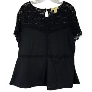 NWT Coco & Shay Sz 1X Black Lace Trim Top Dark Romantic Witchy Shirt XL New
